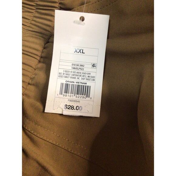 A New Day Women's Size XXL High-Rise Ankle Cargo Pants Elastic Waist Pockets Tan - Picture 6 of 10